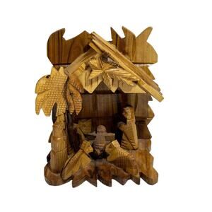 Holy Land Carved Olive Wood Nativity Scene Hand Carved Made in Bethlehem